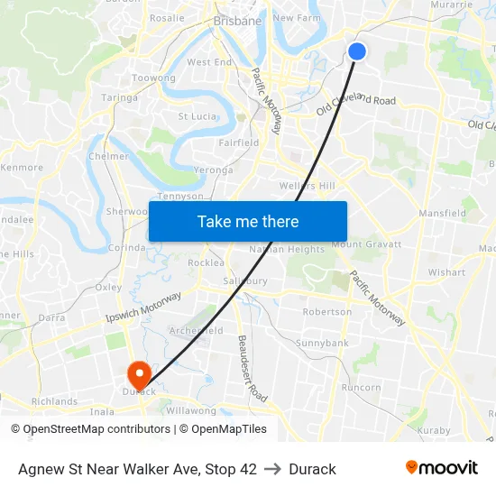 Agnew St Near Walker Ave, Stop 42 to Durack map