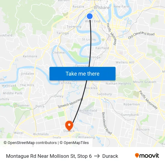 Montague Rd Near Mollison St, Stop 6 to Durack map