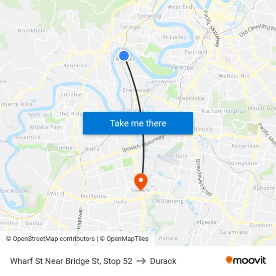 Wharf St Near Bridge St, Stop 52 to Durack map