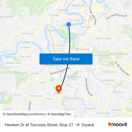 Hawken Dr at Tarcoola Street, Stop 27 to Durack map