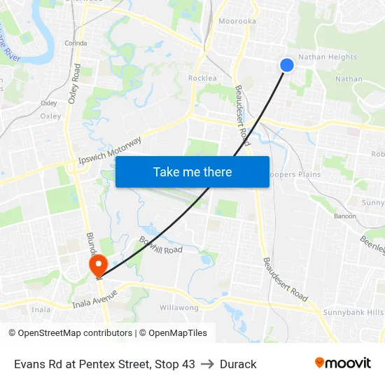 Evans Rd at Pentex Street, Stop 43 to Durack map
