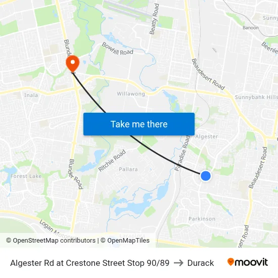 Algester Rd at Crestone Street Stop 90/89 to Durack map
