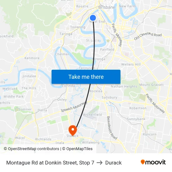 Montague Rd at Donkin Street, Stop 7 to Durack map