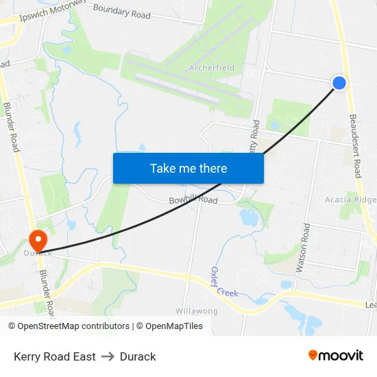 Kerry Road East to Durack map