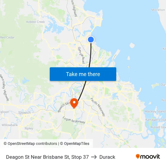 Deagon St Near Brisbane St, Stop 37 to Durack map