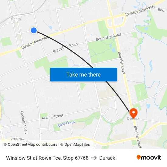 Winslow St at Rowe Tce, Stop 67/68 to Durack map