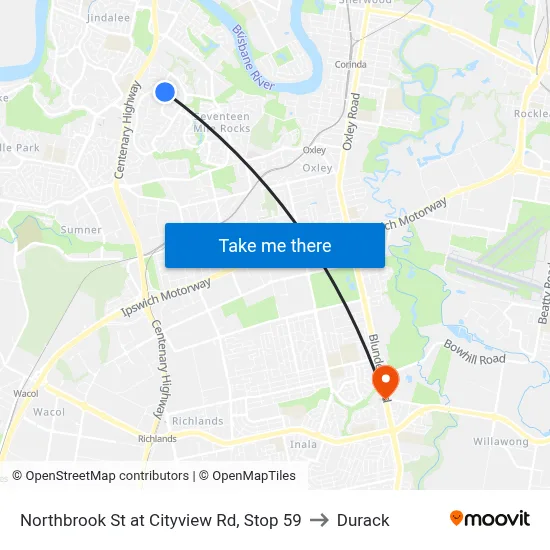Northbrook St at Cityview Rd, Stop 59 to Durack map