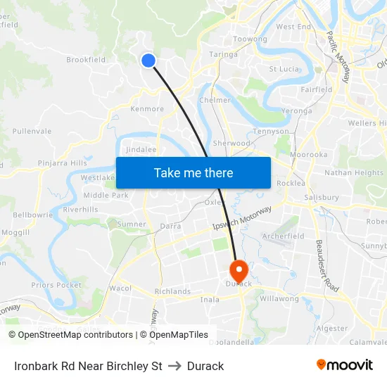 Ironbark Rd Near Birchley St to Durack map