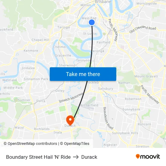 Boundary Street Hail 'N' Ride to Durack map