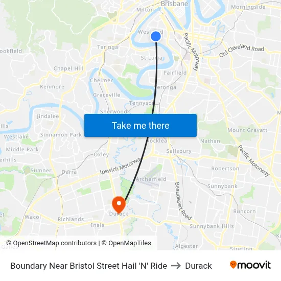Boundary Near Bristol Street Hail 'N' Ride to Durack map