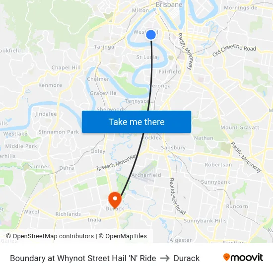 Boundary at Whynot Street Hail 'N' Ride to Durack map