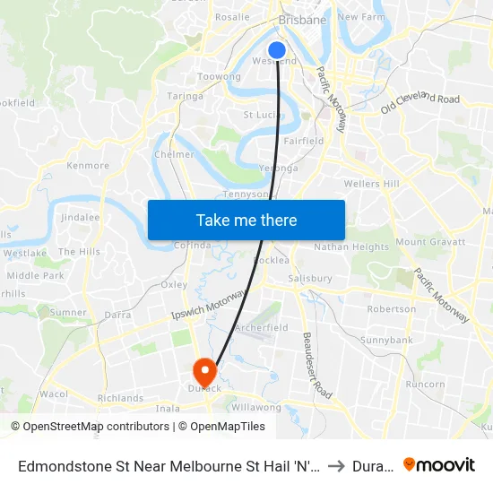 Edmondstone St Near Melbourne St Hail 'N' Ride to Durack map