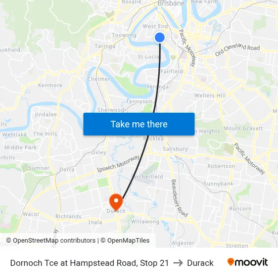 Dornoch Tce at Hampstead Road, Stop 21 to Durack map