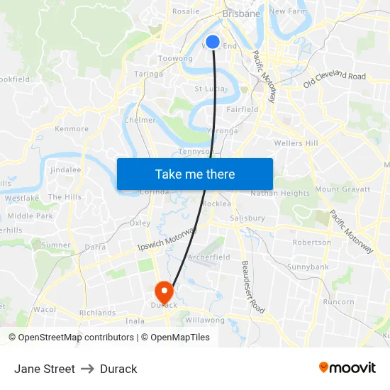 Jane Street to Durack map