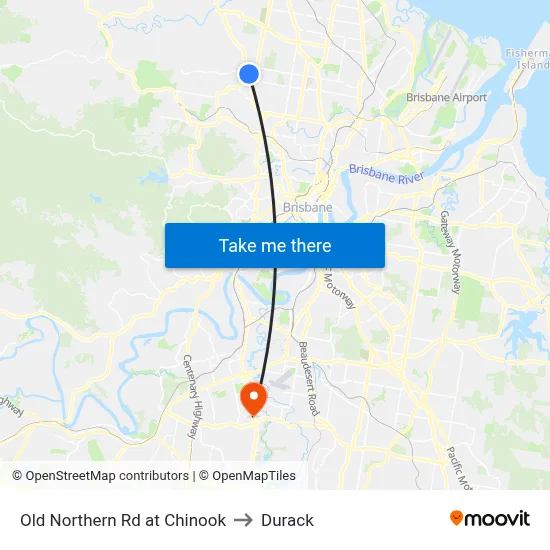 Old Northern Rd at Chinook to Durack map
