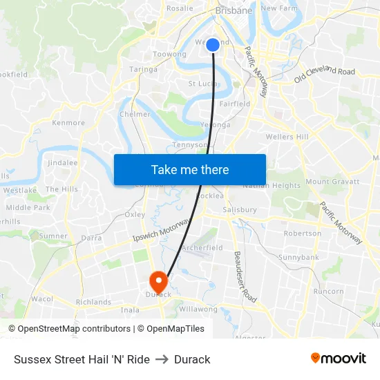 Sussex Street Hail 'N' Ride to Durack map