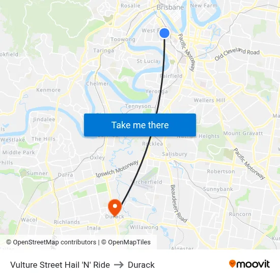 Vulture Street Hail 'N' Ride to Durack map