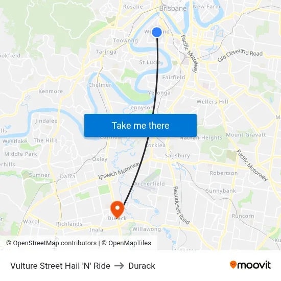 Vulture Street Hail 'N' Ride to Durack map