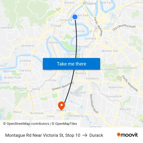 Montague Rd Near Victoria St, Stop 10 to Durack map