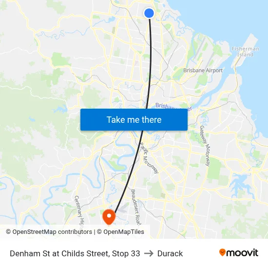Denham St at Childs Street, Stop 33 to Durack map