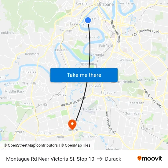 Montague Rd Near Victoria St, Stop 10 to Durack map