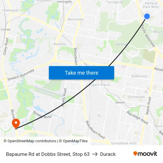 Bapaume Rd at Dobbs Street, Stop 63 to Durack map