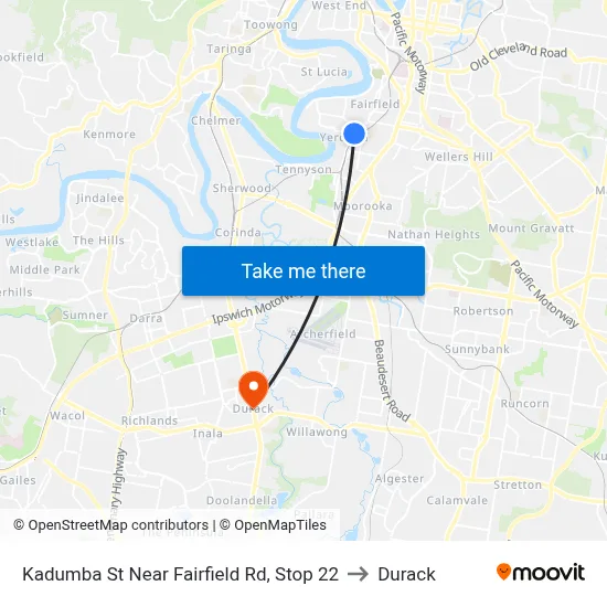 Kadumba St Near Fairfield Rd, Stop 22 to Durack map