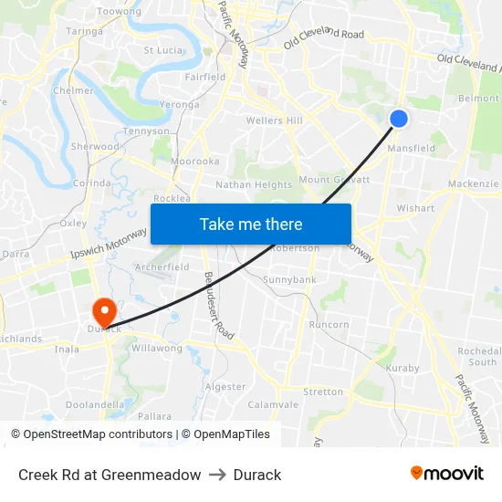 Creek Rd at Greenmeadow to Durack map