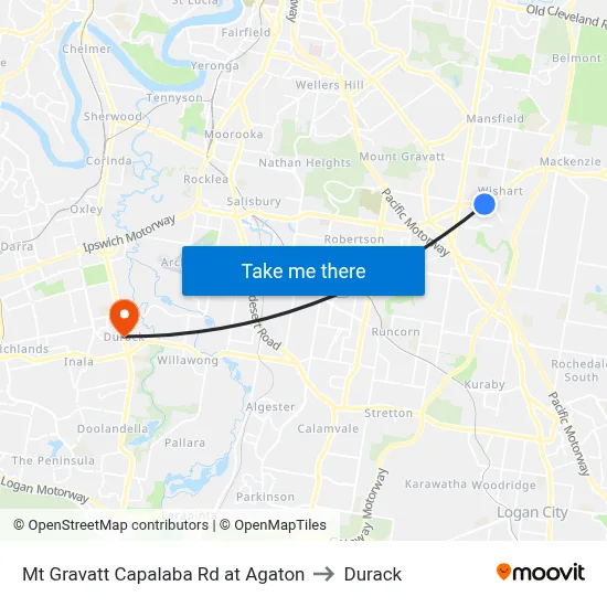 Mt Gravatt Capalaba Rd at Agaton to Durack map