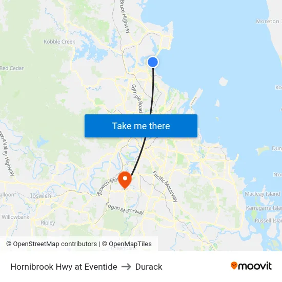 Hornibrook Hwy at Eventide to Durack map