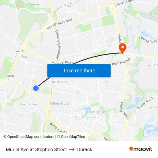 Muriel Ave at Stephen Street to Durack map