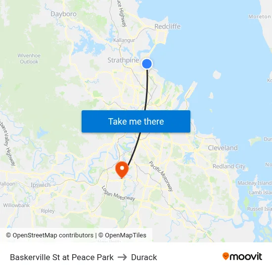 Baskerville St at Peace Park to Durack map