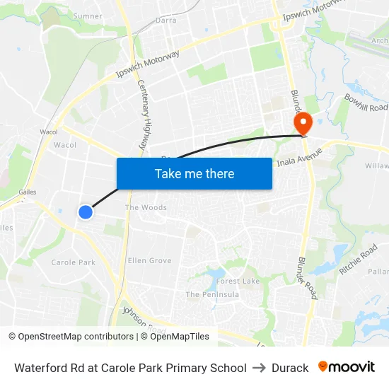 Waterford Rd at Carole Park Primary School to Durack map