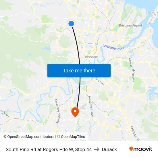 South Pine Rd at Rogers Pde W, Stop 44 to Durack map