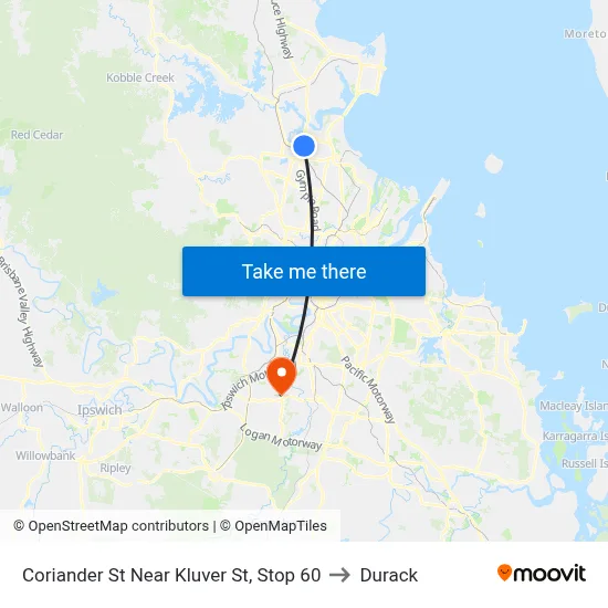 Coriander St Near Kluver St, Stop 60 to Durack map