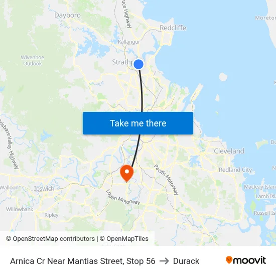 Arnica Cr Near Mantias Street, Stop 56 to Durack map