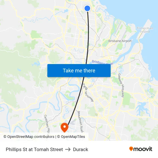 Phillips St at Tomah Street to Durack map