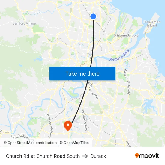 Church Rd at Church Road South to Durack map