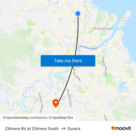 Zillmere Rd at Zillmere South to Durack map
