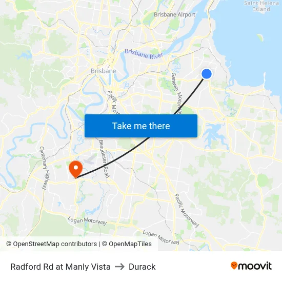 Radford Rd at Manly Vista to Durack map