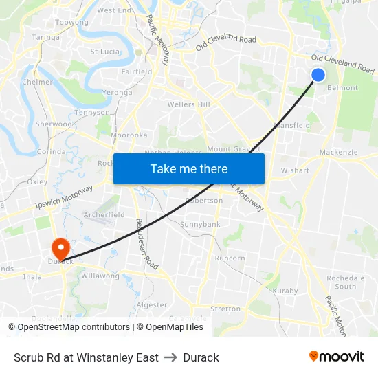 Scrub Rd at Winstanley East to Durack map