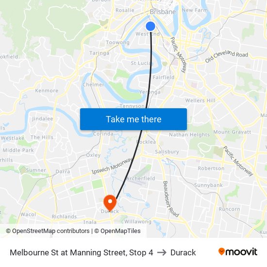 Melbourne St at Manning Street, Stop 4 to Durack map