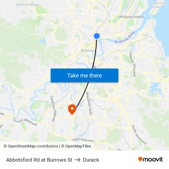 Abbotsford Rd at Burrows St to Durack map