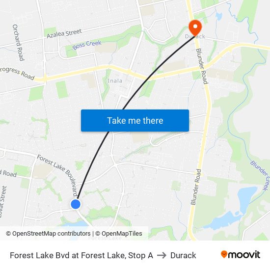 Forest Lake Bvd at Forest Lake, Stop A to Durack map