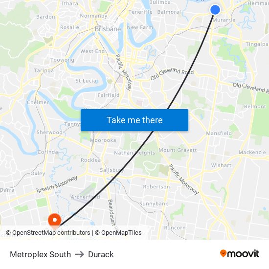 Metroplex South to Durack map