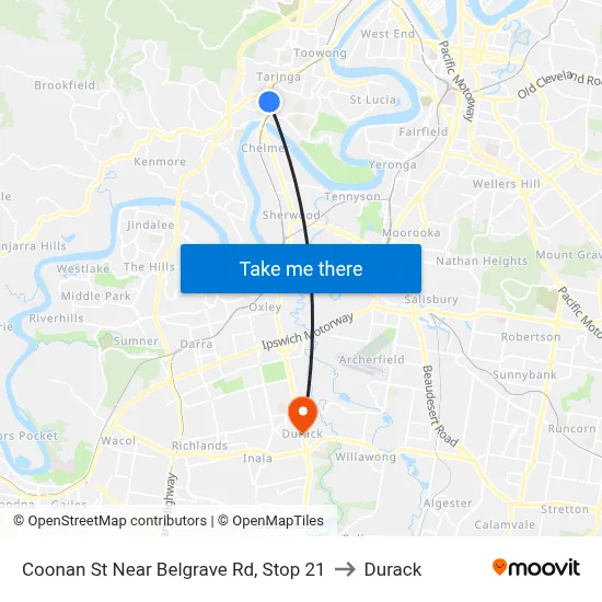 Coonan St Near Belgrave Rd, Stop 21 to Durack map