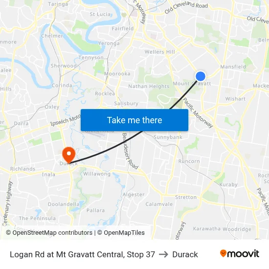 Logan Rd at Mt Gravatt Central, Stop 37 to Durack map