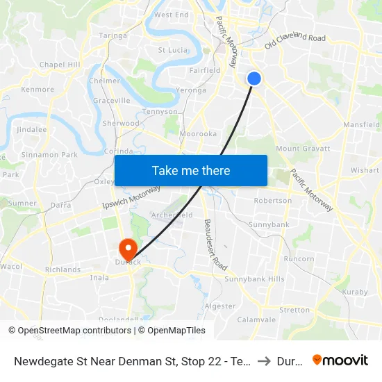 Newdegate St Near Denman St, Stop 22 - Temp Closure to Durack map