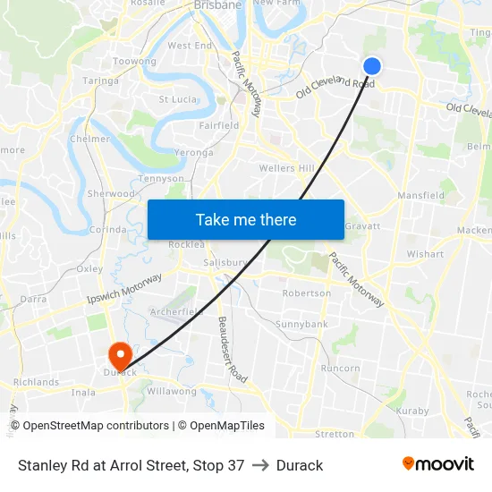 Stanley Rd at Arrol Street, Stop 37 to Durack map