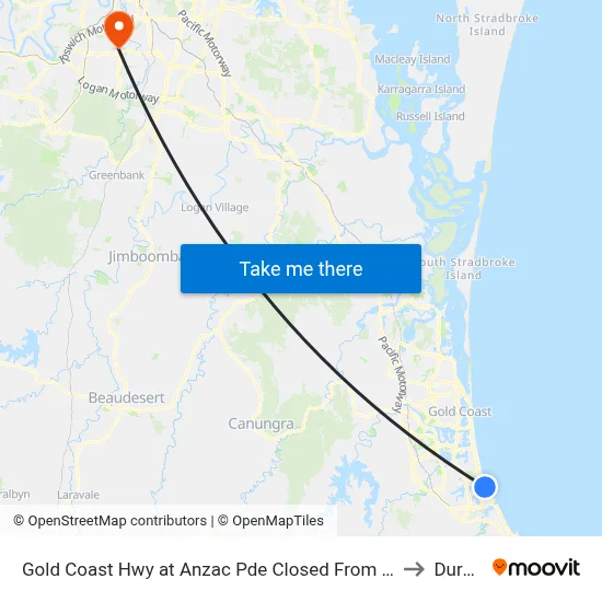 Gold Coast Hwy at Anzac Pde Closed From 21-04-26 to Durack map